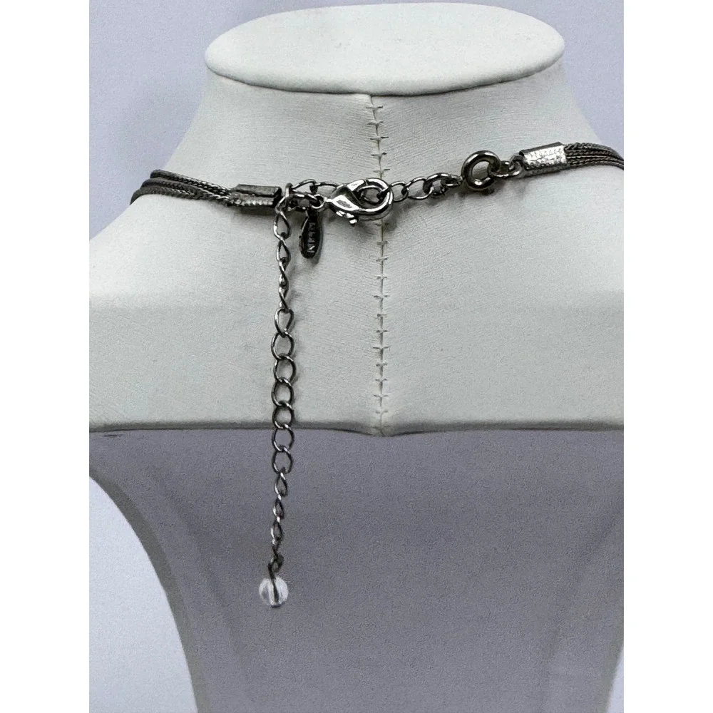 Roman Black‎ Faux Pearl Multi Strand Necklace Gunmetal Tone Beaded Whimsigoth